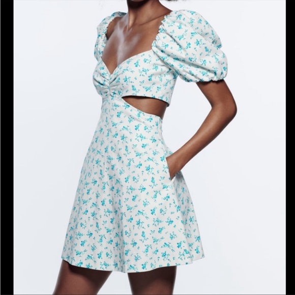 New Zara Floral Cut Out Dress - Picture 11 of 16